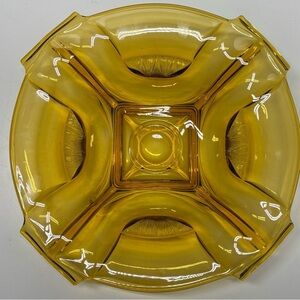 Vintage Walther Sohne German amber art glass bowl / platter